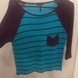 Torquise and total purple 3/4 sleeve shirt